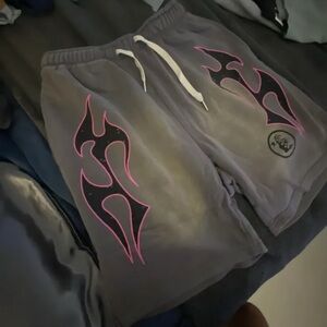Gray Hellstar Shorts with Pink Accents